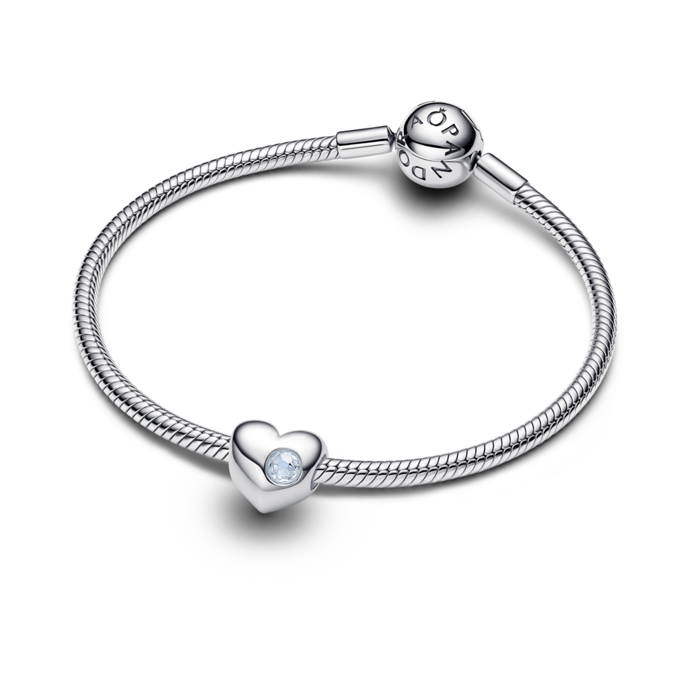 Engravable March Birthstone Heart Charm
Sterling silver