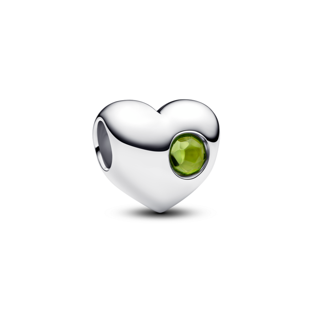 Engravable August Birthstone Heart Charm
Sterling silver