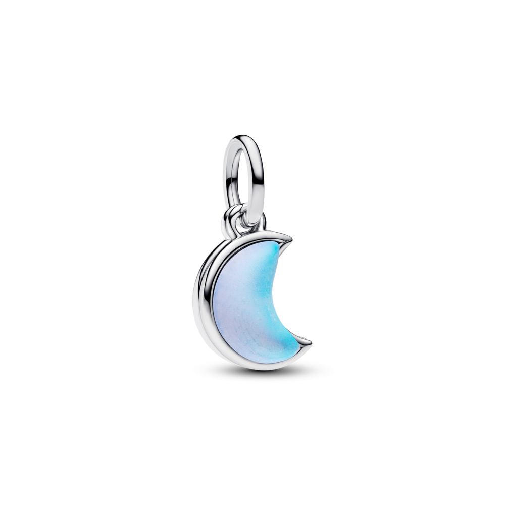Moon sterling silver double dangle with moonstone iridescent glass