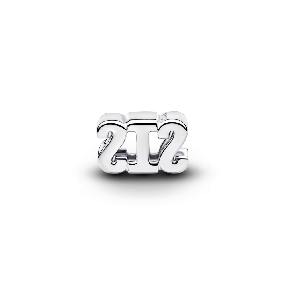 SIS sterling silver charm with clear cubic zirconia