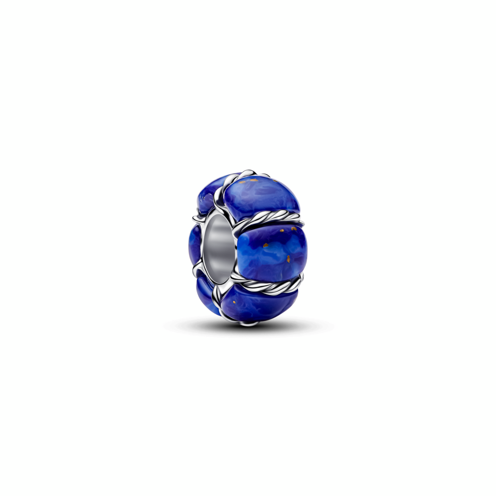 Maritime sterling silver spacer with imitation lapis lazuli