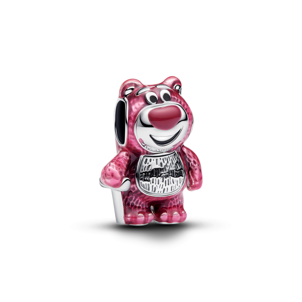 Disney Lotso sterling silver charm with scent pink and black enamel
