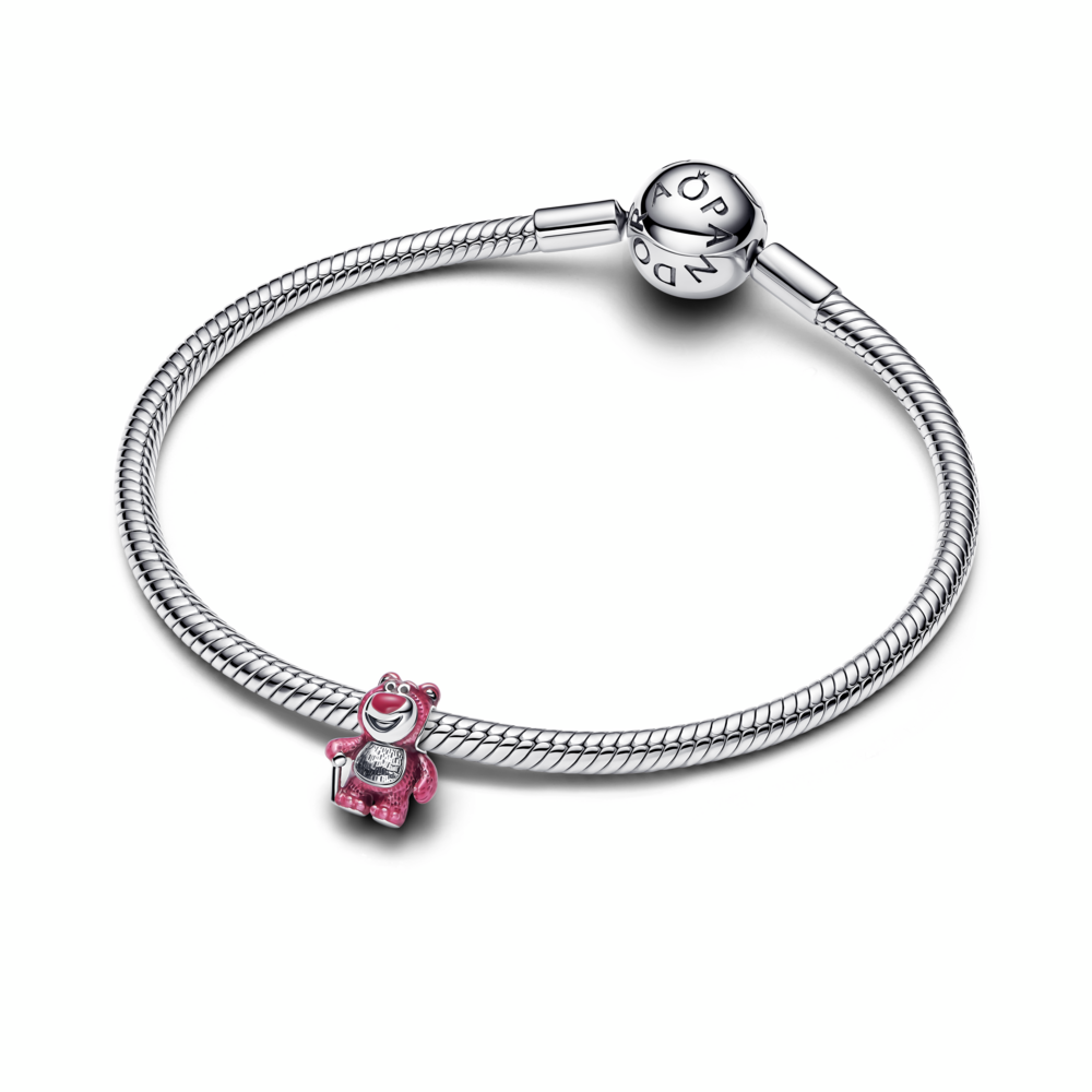 Disney Lotso sterling silver charm with scent pink and black enamel