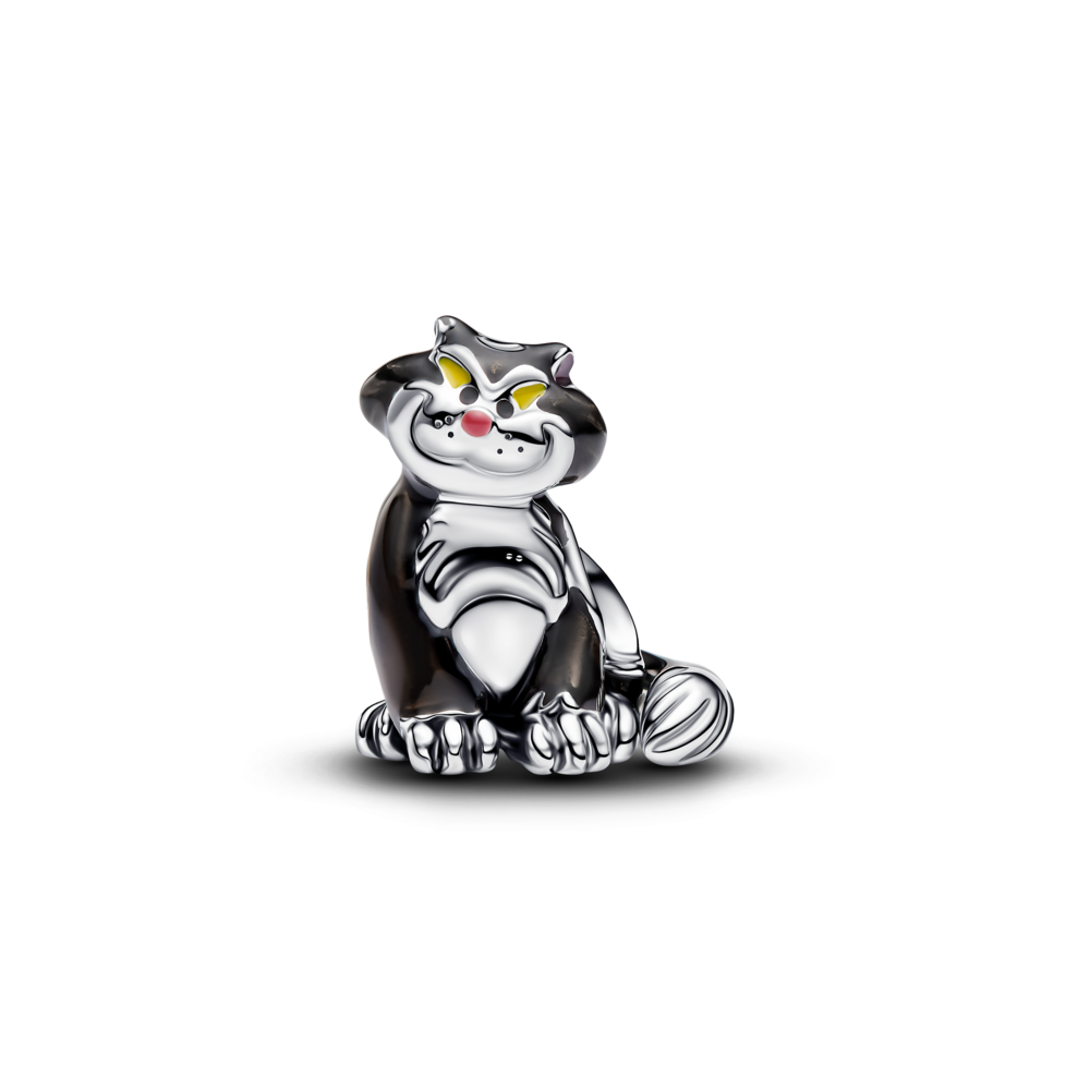 Disney Lucifer sterling silver charm with black, yellow and pink enamel