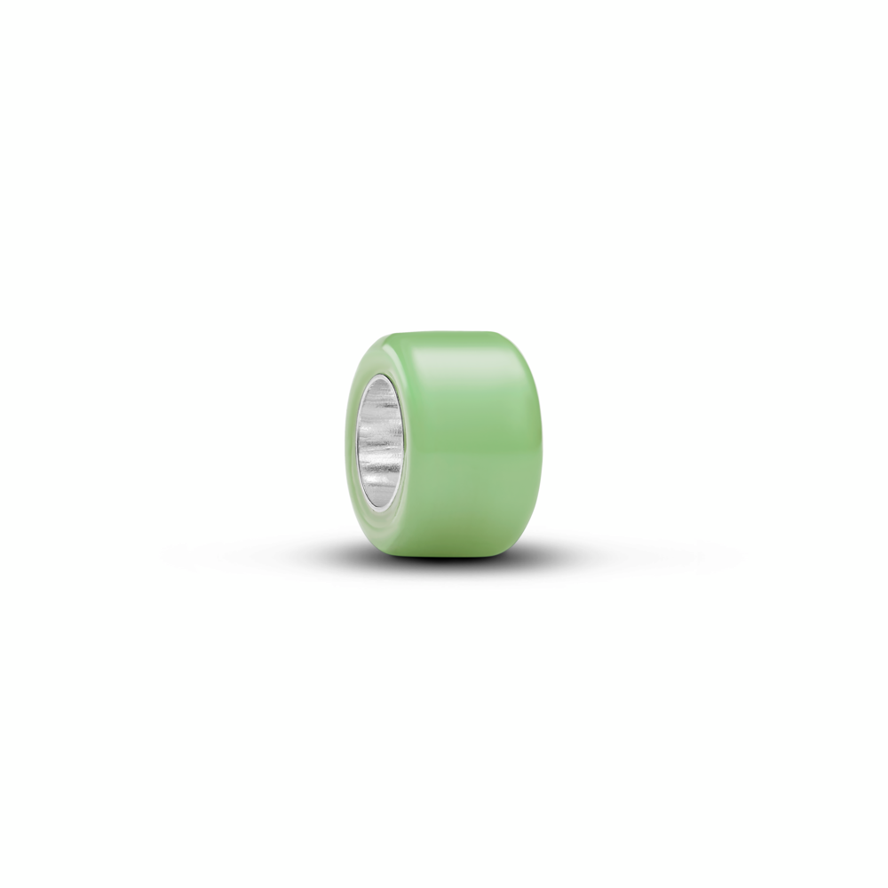 Sterling silver mini charm with green Murano glass