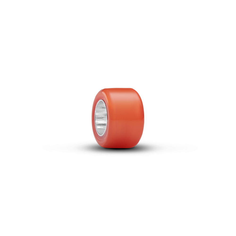 Sterling silver mini charm with orange Murano glass