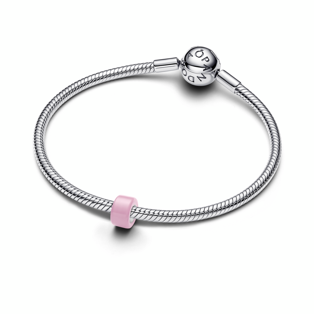 Sterling silver mini charm with pink Murano glass