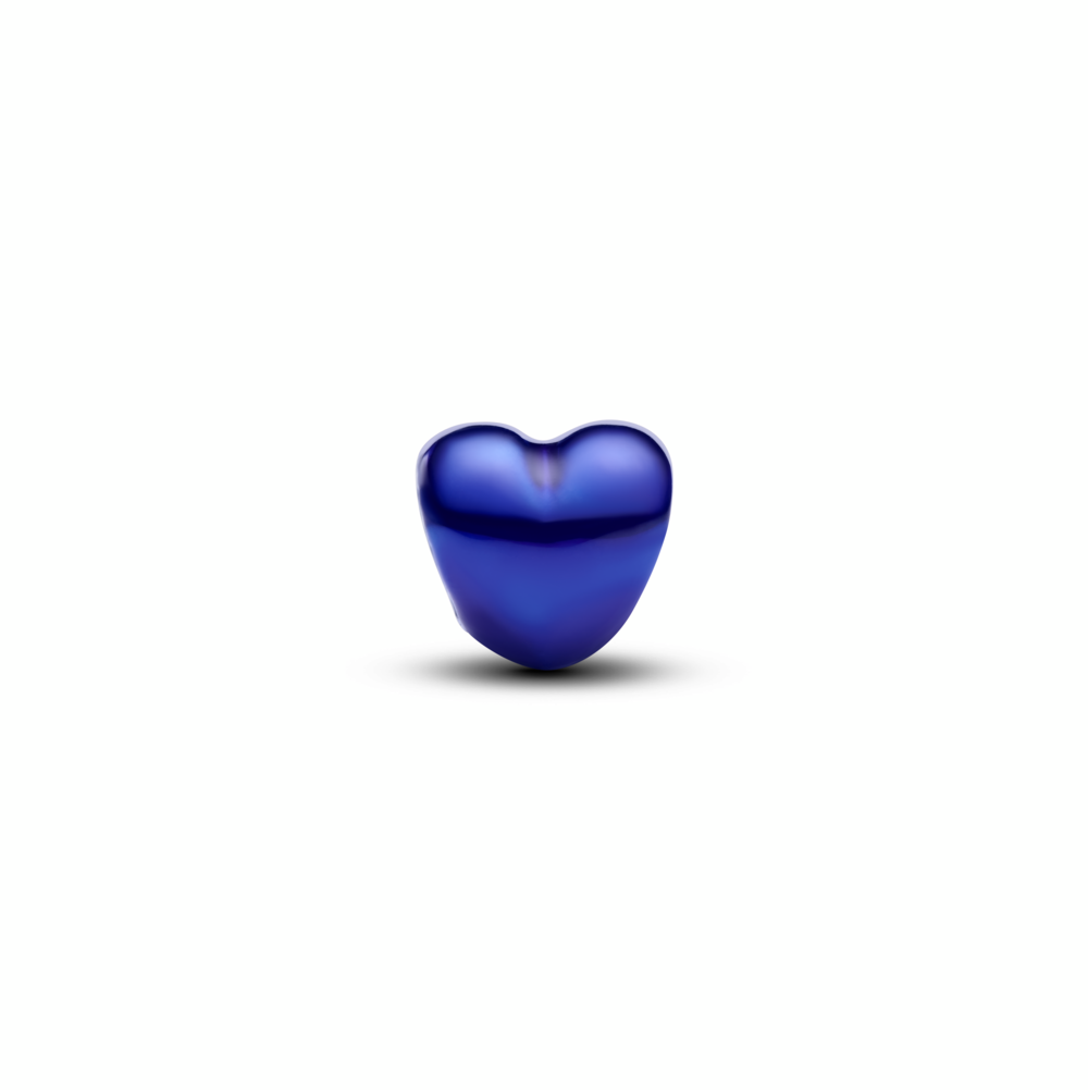 Heart sterling silver mini charm with blue enamel