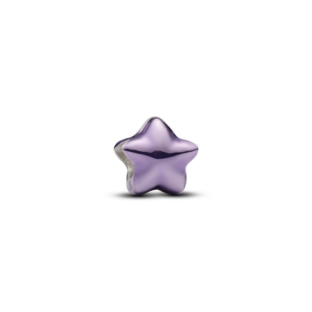 Star sterling silver mini charm with purple enamel