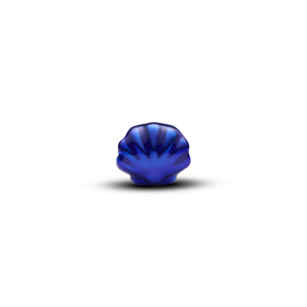 Shell sterling silver mini charm with blue enamel