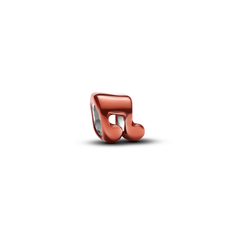 Music note sterling silver mini charm with orange enamel