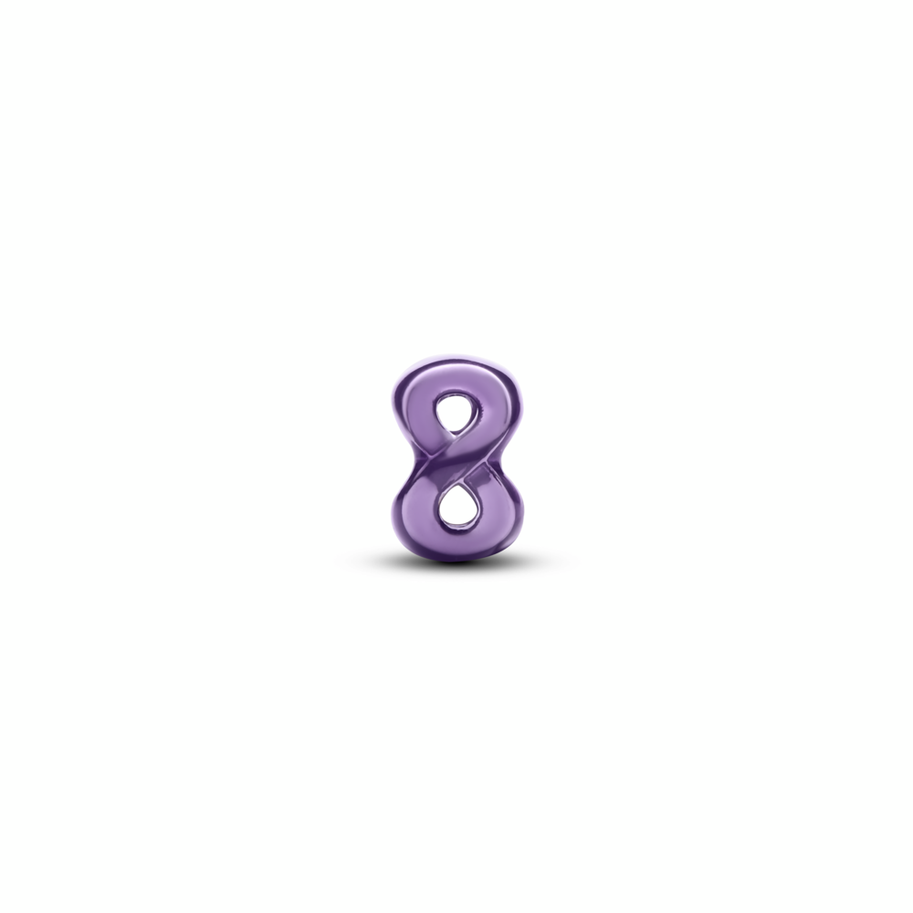 Infinity sterling silver mini charm with purple enamel
