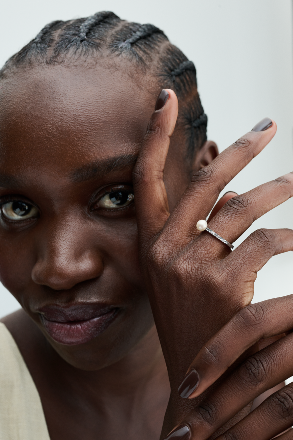 Treated Freshwater Cultured Pearl & Pavé Ring