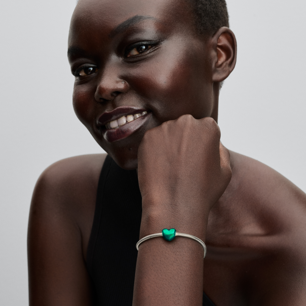 Metallic Green Heart Charm