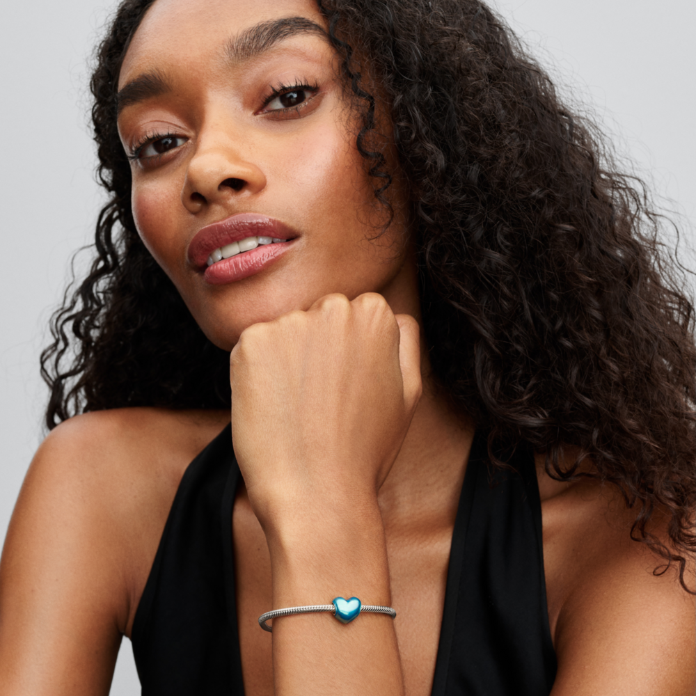 Metallic light blue Heart Charm