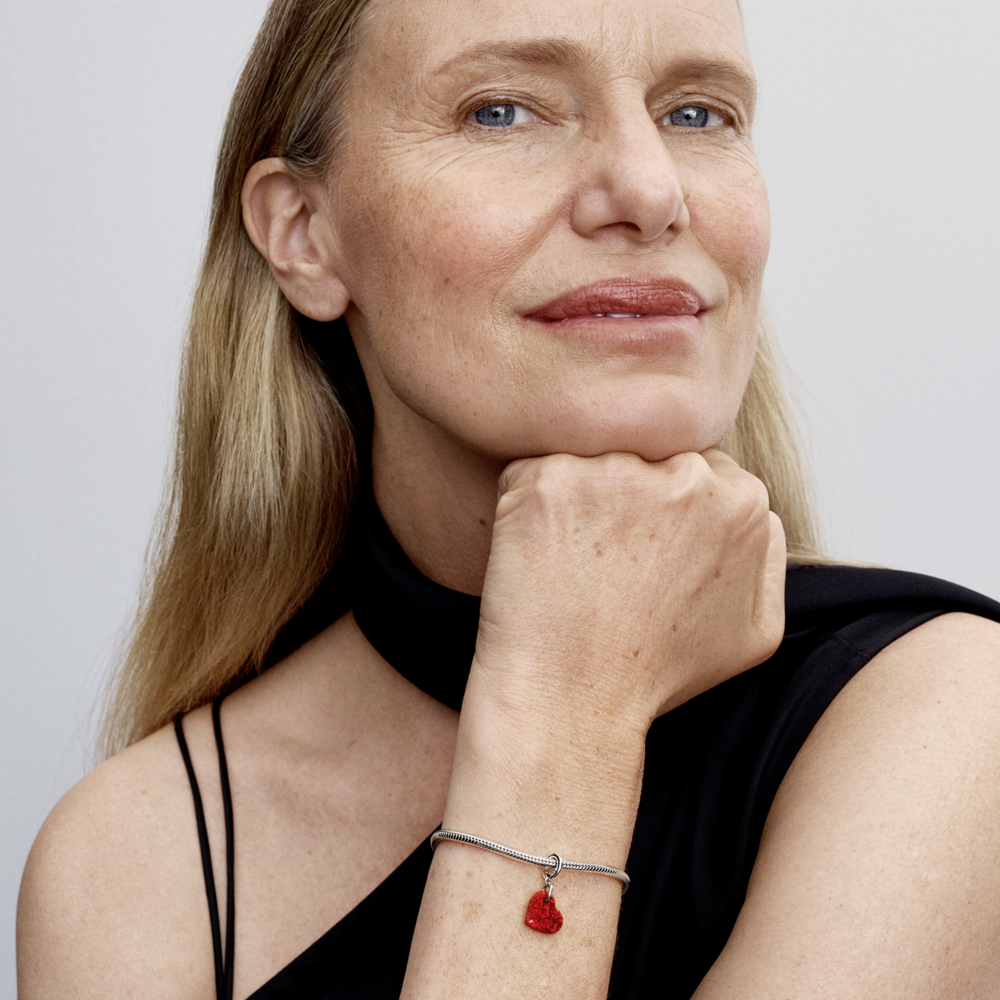 Opalescent Red Heart Dangle Charm