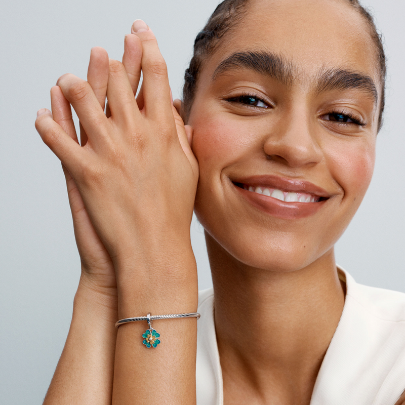 Spinnable Four Leaf Clover Lab-Grown Diamond Dangle Charm