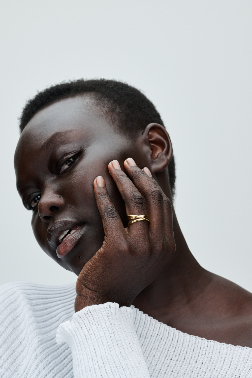 Organically Shaped Triple Band Open Ring