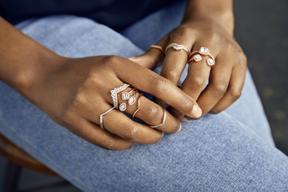 Tiara wishbone 14k Rose Gold-plated ring with clear cubic zirconia