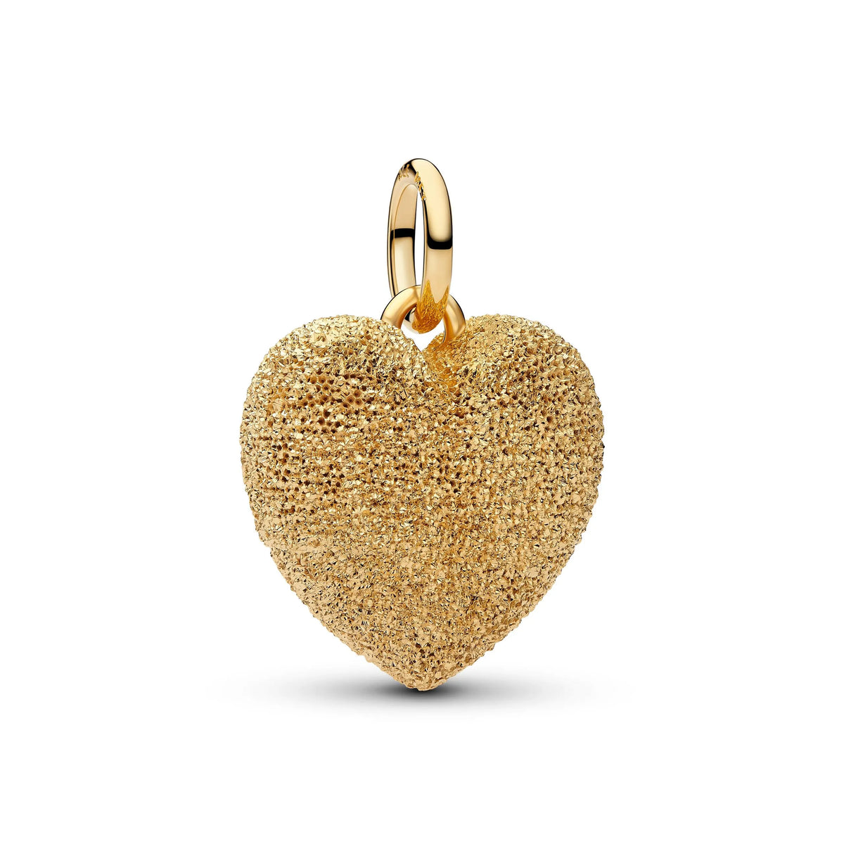 Puffy heart diamond pointed 14k gold-plated dangle