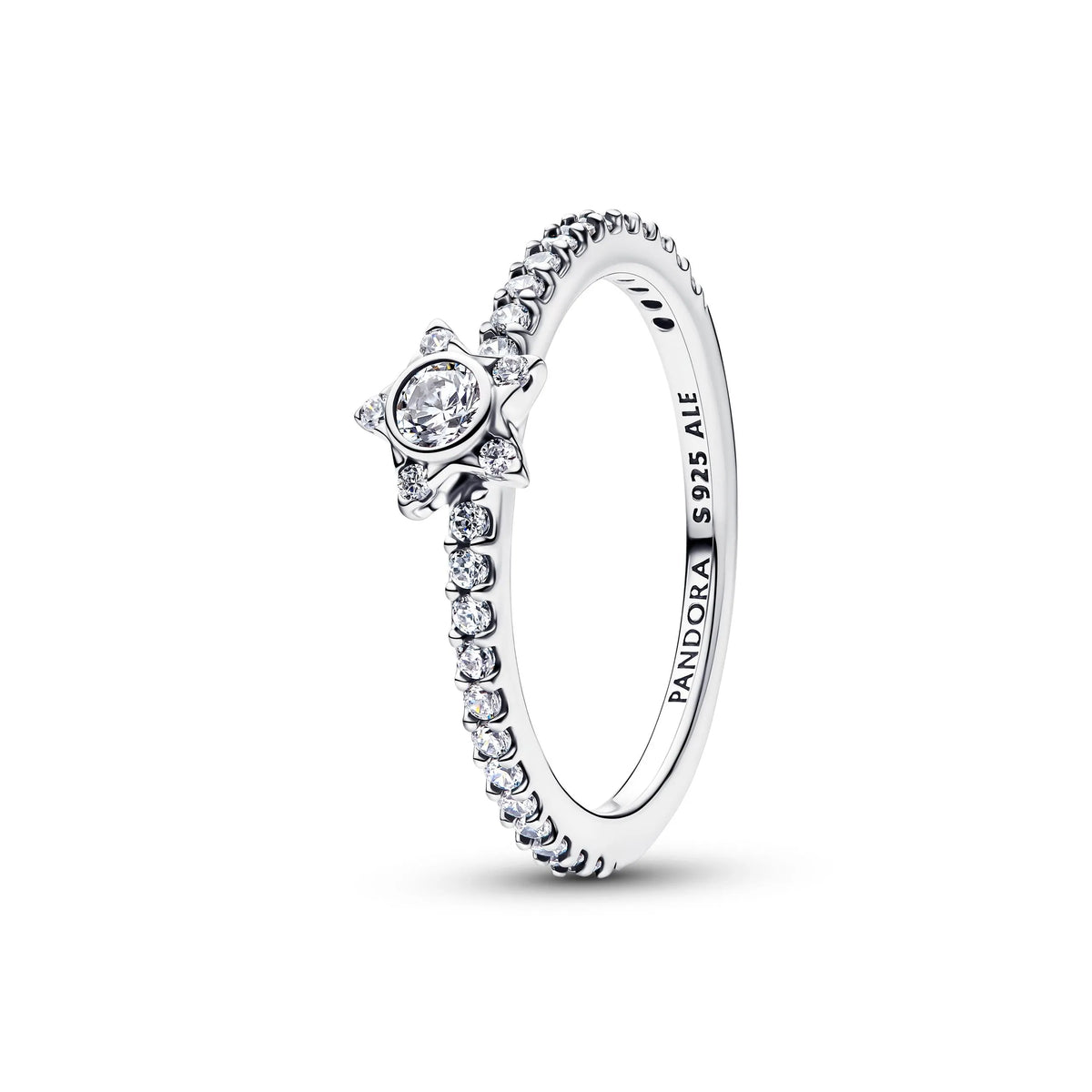 Star sterling silver ring with clear cubic zirconia