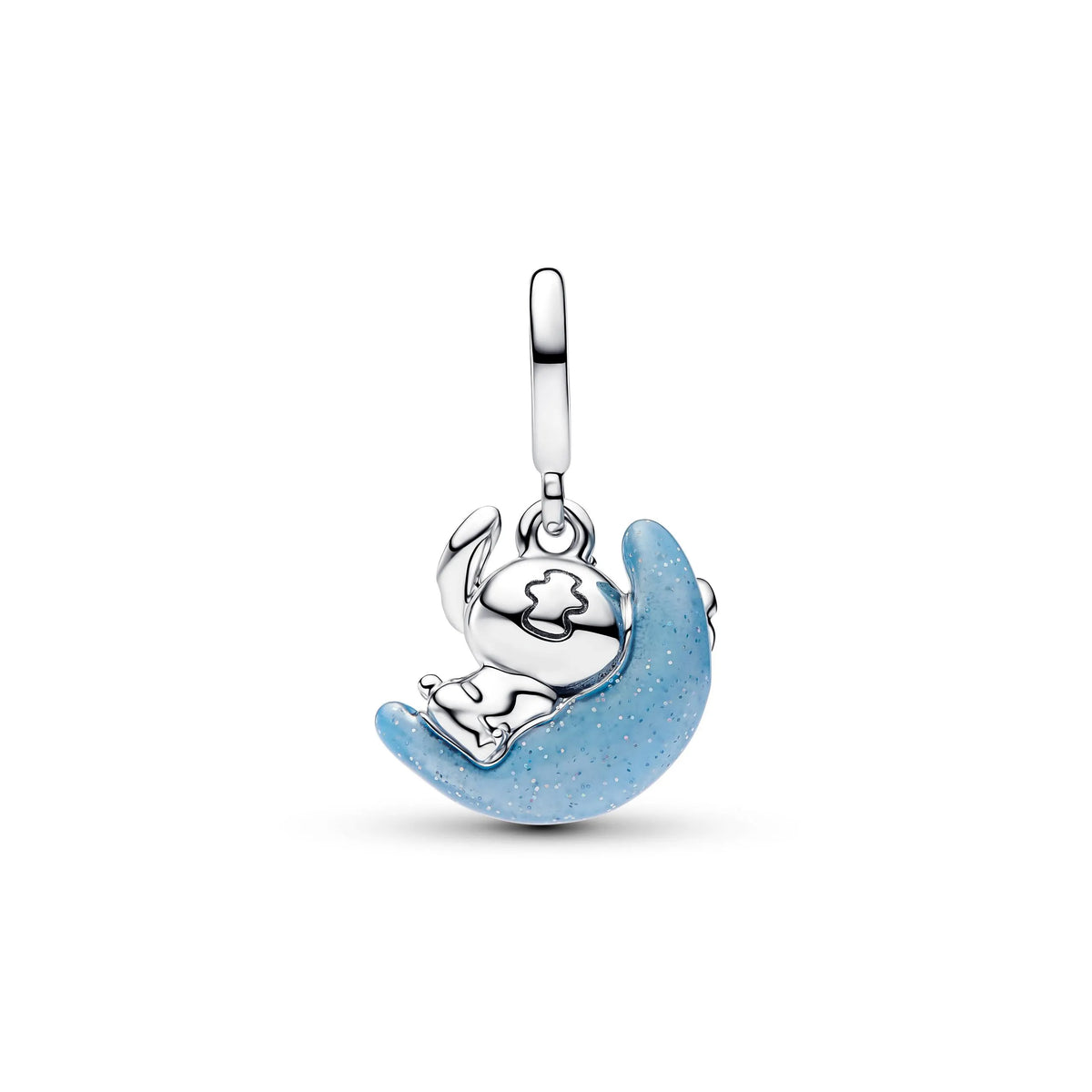Disney Stitch and moon sterling silver dangle with glow in the dark enamel