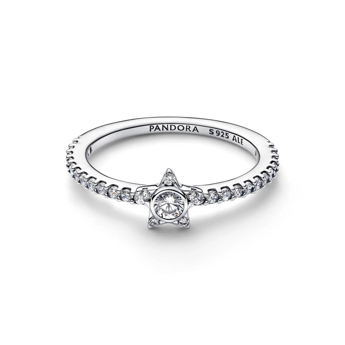 Star sterling silver ring with clear cubic zirconia
