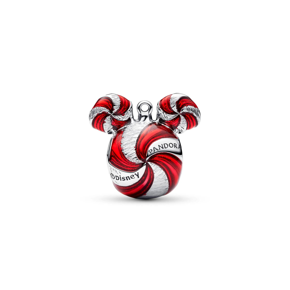 Disney Mickey ornament sterling silver charm with clear cubic zirconia and red enamel