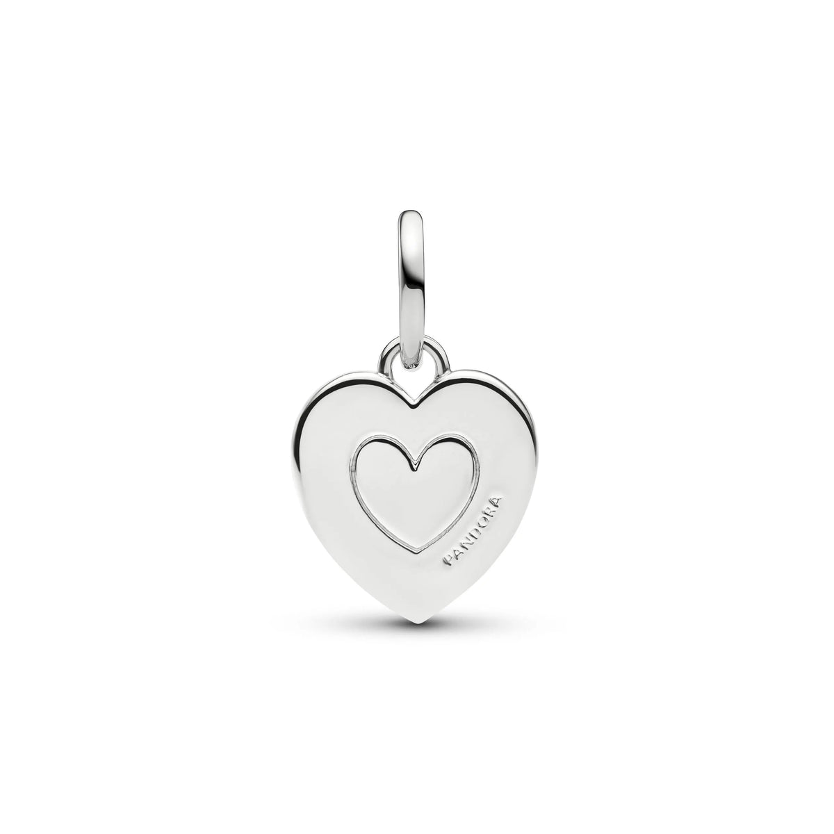 Engravable heart platinum-plated dangle with red glitter enamel