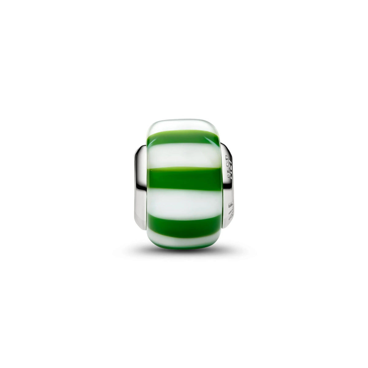 Platinum-plated charm with green and white Murano glass