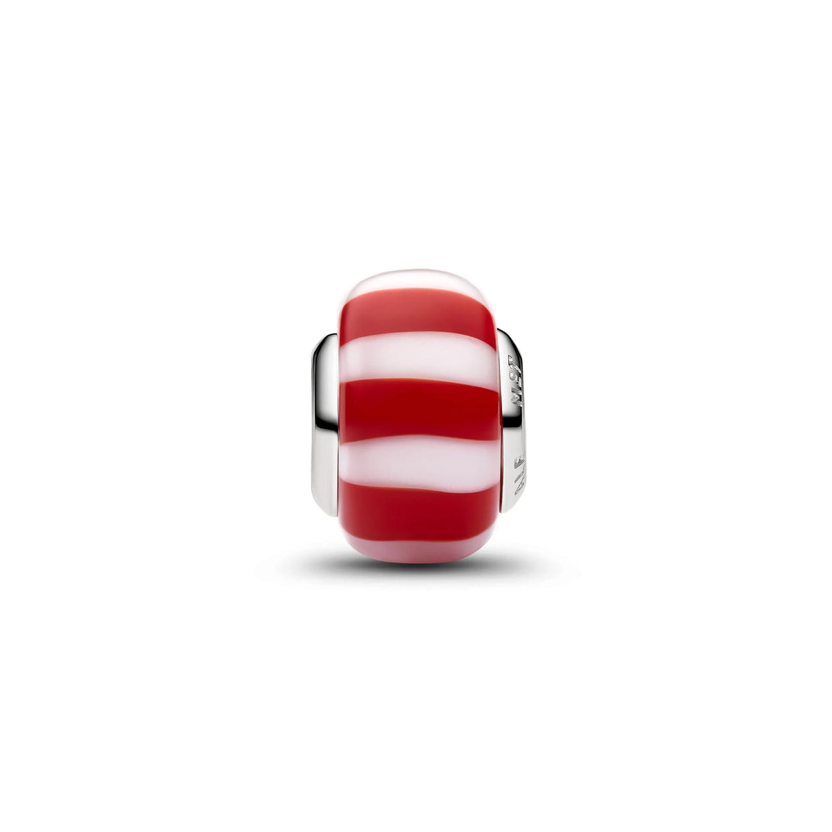 Platinum-plated charm with red and white Murano glass