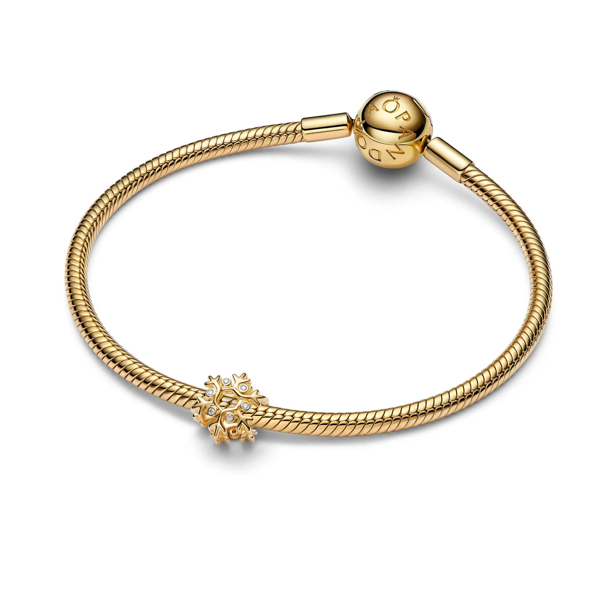 Snowflake 14k gold-plated charm with clear cubic zirconia