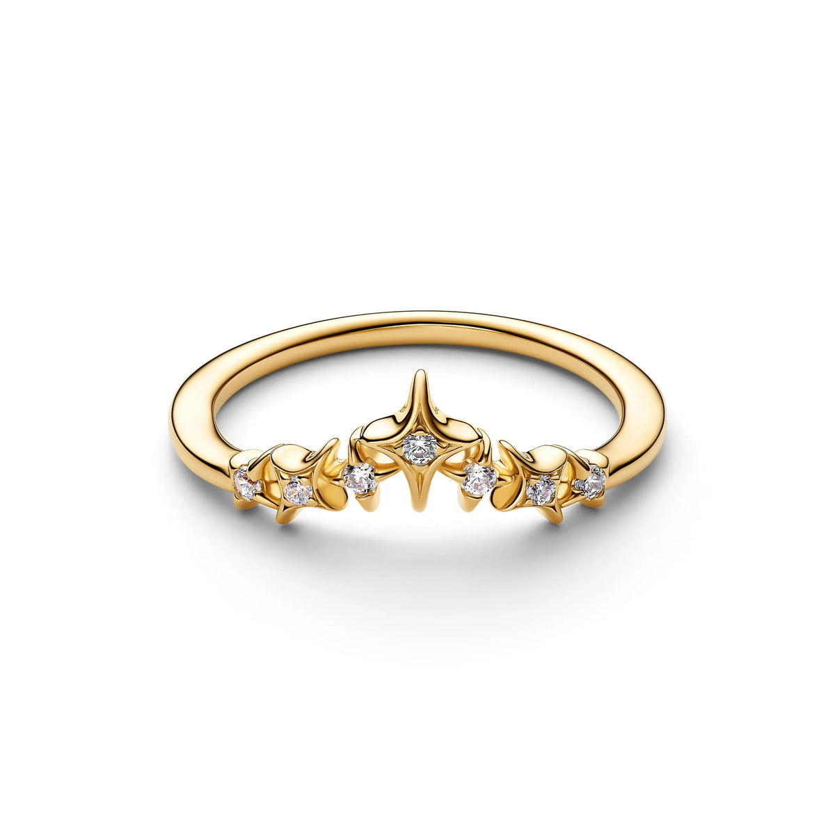 Tiara star 14k gold-plated ring with clear cubic zirconia