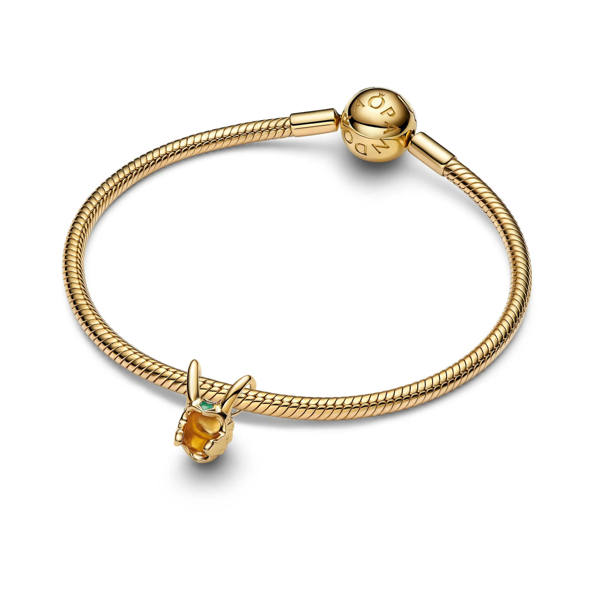 Marvel Loki helmet 14k gold-plated charm with green enamel