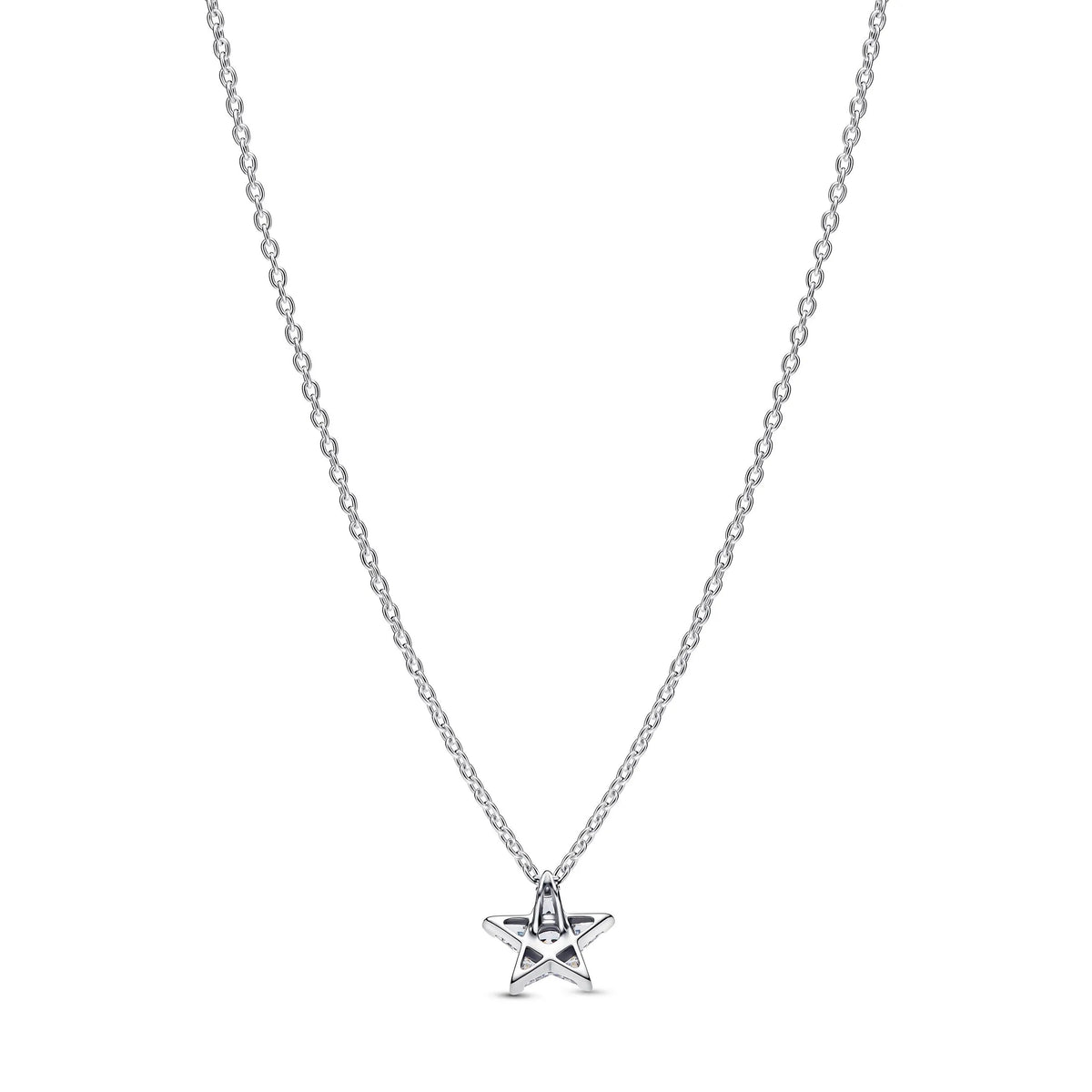 Star Sterling silver pendant necklace with clear cubic zirconia
