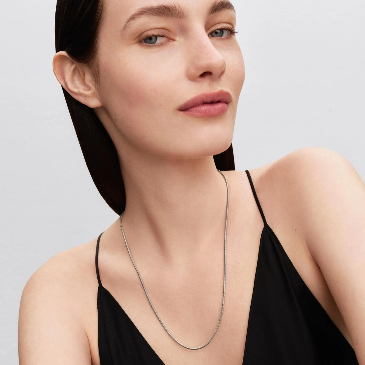 Slim snake chain sterling silver necklace