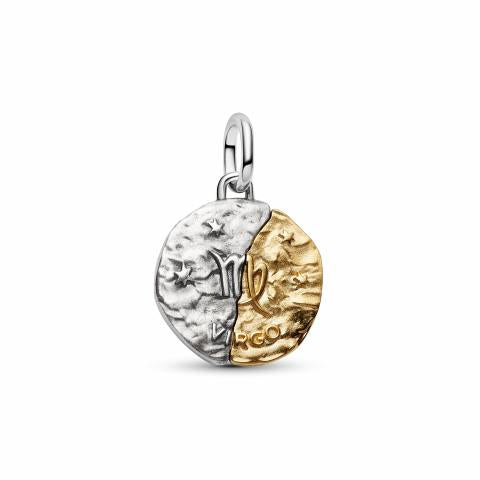 Virgo sterling silver and 14k gold-plated medallion with clear cubic zirconia