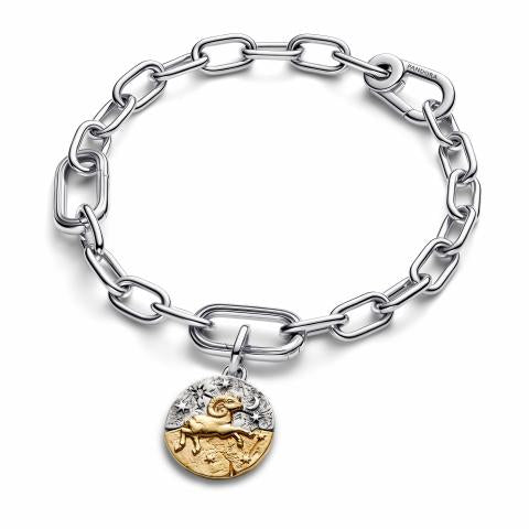Aries sterling silver and 14k gold-plated medallion with clear cubic zirconia