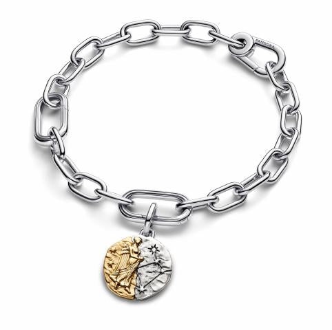 Virgo sterling silver and 14k gold-plated medallion with clear cubic zirconia