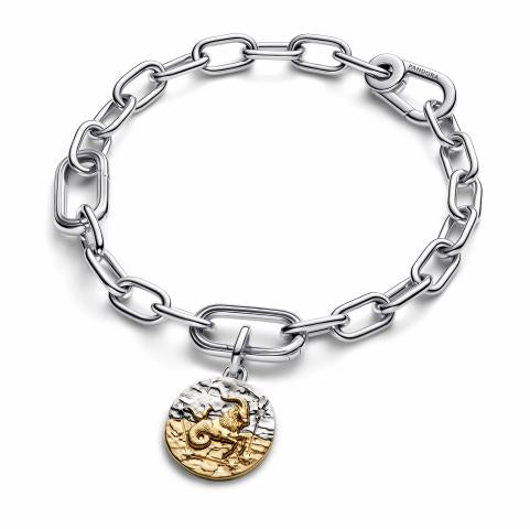 Capricornus sterling silver and 14k gold-plated medallion with clear cubic zirconia