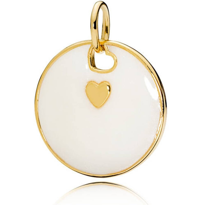 Love you more 14k Gold Plated  pendant with silver enamel