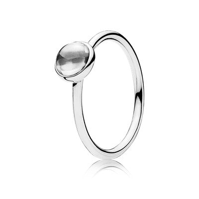 Silver ring with clear cubic zirconia