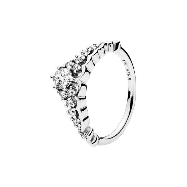 Tiara silver ring with clear cubic zirconia