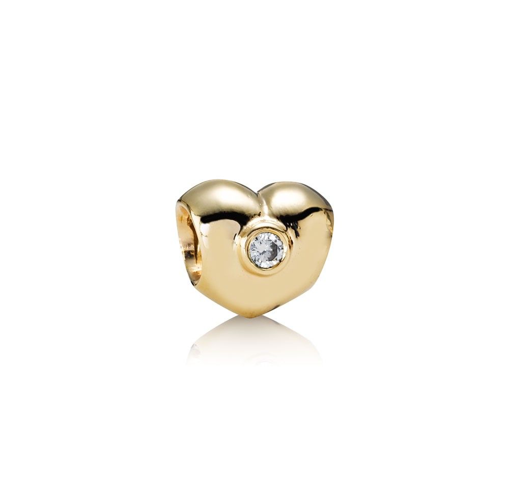 Heart gold charm with 0.12ct TW h/si diamonds