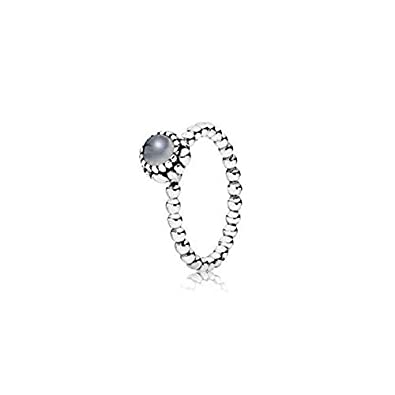 Silver ring, birthstone-June, grey moonstone