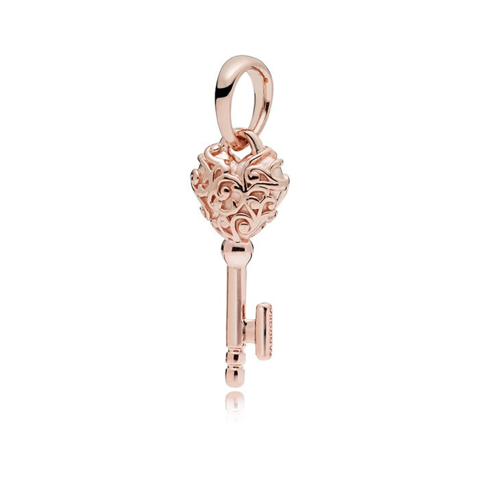Regal pattern key 14k Rose Gold-plated pendant