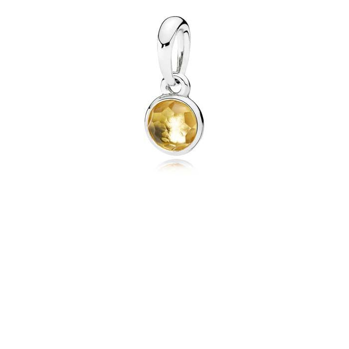 November birthstone silver pendant with citrine