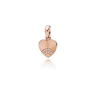 Heart 14k Rose Gold-plated pendant with clear cubic zirconia