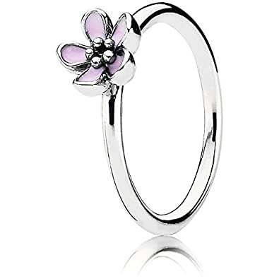 Silver ring with pink enamel