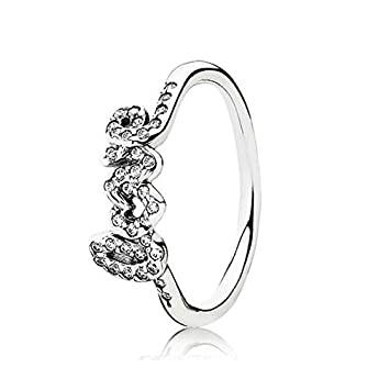 Love silver ring with cubic zirconia